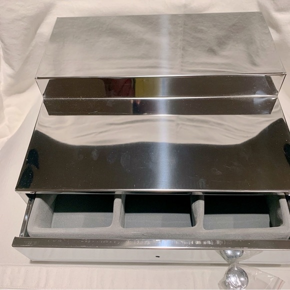 2 Tier Stainless Steel Bathroom Countertop Vanity Make-up Organizer w Drawer NWT - Picture 6 of 12